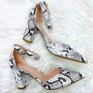 Snake skin chunky heel